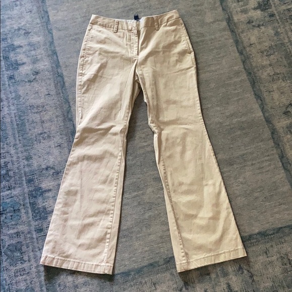(CLOSET CLOSING FINAL SALE) Lands End Mid Rise Khaki Trousers Pants - Picture 1 of 5